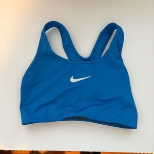 Nike Blue Racerback Sports Bra with White Swoosh